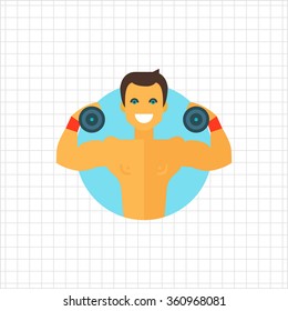 Athlete with dumbbells