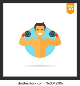Athlete with dumbbells