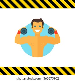 Athlete with dumbbells