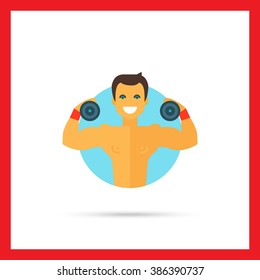 Athlete with dumbbells