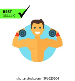 Athlete with dumbbells