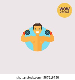 Athlete with dumbbells