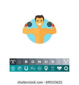 Athlete with dumbbells