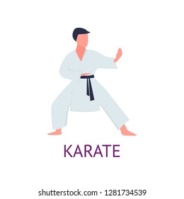 Athlete engaged in martial arts hones tricks and strokes. Practicing pain strokes.