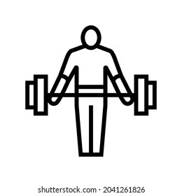 athlete exercising with weight line icon vector. athlete exercising with weight sign. isolated contour symbol black illustration
