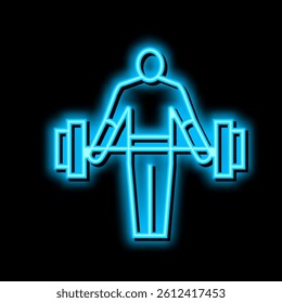 athlete exercising with weight neon light sign vector. athlete exercising with weight illustration