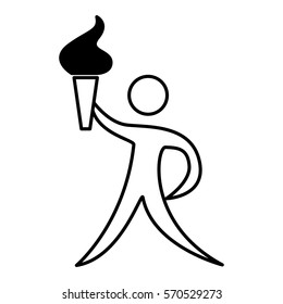 athlete figure human with torch olimpic icon vector illustration design