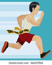 Athlete finishing the race and getting to the finish line.