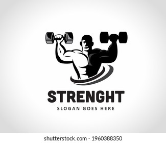 athlete fitting dumbbell drawing art logo design illustration