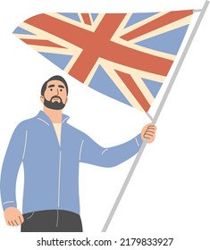 An athlete with a flag.
