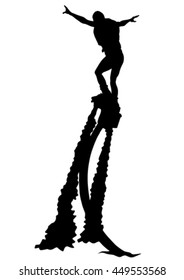 Athlete flyboard on a white background