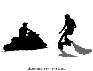 Athlete flyboard on a white background