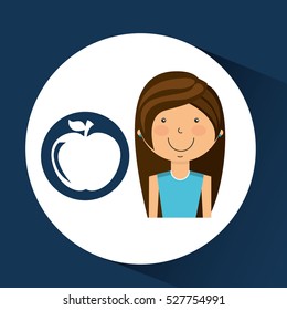 athlete girl apple nutrition sport style vector illustration eps 10