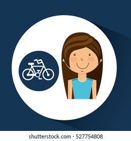 athlete girl bike sport style vector illustration eps 10