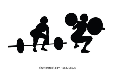 the athlete girl lifts the barbell