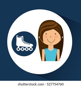 athlete girl roller skate sport style vector illustration eps 10