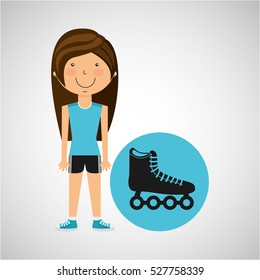 athlete girl roller skate sport style vector illustration eps 10