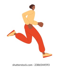 Athlete. Girl runs or warms up before training. Girl with sports uniform doing sport, train. Healthy lifestyle, outdoor sport. Colored flat vector illustration isolated. Active Lifestyle Concept.