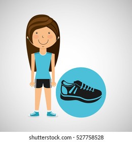 athlete girl sneaker sport style vector illustration eps 10