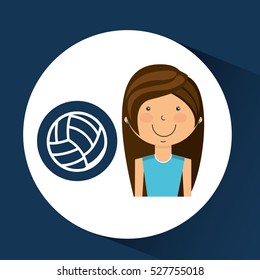 athlete girl volleyball sport style vector illustration eps 10