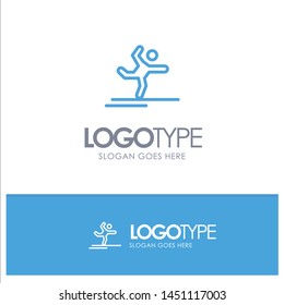 Athlete, Gymnastics, Performing, Stretching Blue outLine Logo with place for tagline