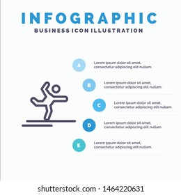 Athlete, Gymnastics, Performing, Stretching Line icon with 5 steps presentation infographics Background. Vector Icon Template background