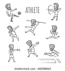 Athlete hand drawn set