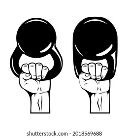 Athlete hand with kettlebell. Design element for poster, card, banner, sign. Vector illustration