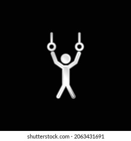 Athlete Hanging von Rings Couple to Gymnastik silberplatzierte metallische Ikone