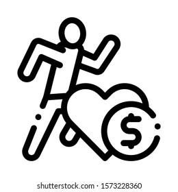 Athlete Health for Money Icon Vector. Outline Athlete Health for Money Sign. Isolated Contour Symbol Illustration