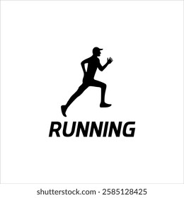 athlete human running vector, people jogging marathon design silhouette