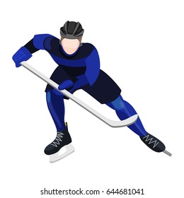 Athlete with ice-hockey stick playing hockey vector illustration