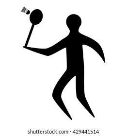 Athlete icon flat silhouette on a white background playing badminton. vector illustration