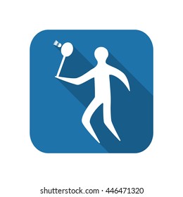 Athlete icon flat silhouette on a white background playing badminton. vector illustration