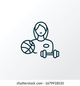 Athlete icon line symbol. Premium quality isolated sports woman element in trendy style.