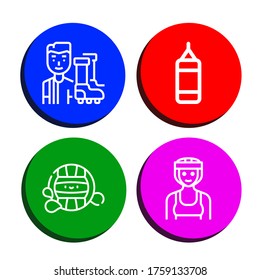 athlete icon set. Collection of Football player, Punching bag, Waterpolo, Boxer icons