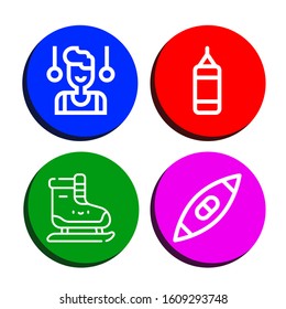 athlete icon set. Collection of Gymnast, Punching bag, Ice skating, Kayak icons