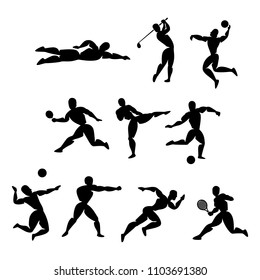 Athlete icon set vector in trendy flat style isolated on white background