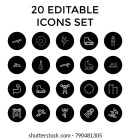Athlete icons. set of 20 editable outline athlete icons such as ice skate, sport expander, man doing exercises, ice skating. best quality athlete elements in trendy style.