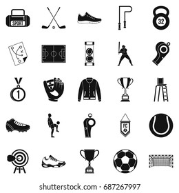 Athlete icons set. Simple set of 25 athlete vector icons for web isolated on white background