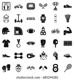 Athlete icons set, simple style