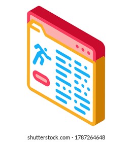 Athlete Information Document Folder Icon Vector. Isometric Athlete Information Document Folder sign. color isolated symbol illustration