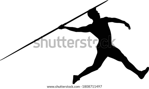 Athlete Javelin Thrower Black Silhouette On Stock Vector (royalty Free 