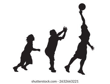 Atleta saltando con la bola en el fondo blanco