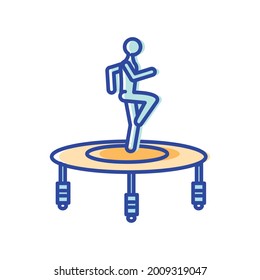 athlete jumping on trampoline isolated