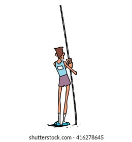 Athlete jumping with a pole