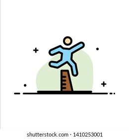Athlete, Jumping, Runner, Running, Steeplechase  Business Flat Line Filled Icon Vector Banner Template
