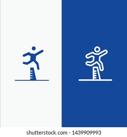 Athlete, Jumping, Runner, Running, Steeplechase Line and Glyph Solid icon Blue banner Line and Glyph Solid icon Blue banner