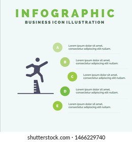 Athlete, Jumping, Runner, Running, Steeplechase Solid Icon Infographics 5 Steps Presentation Background. Vector Icon Template background