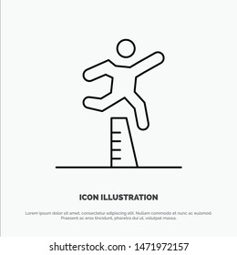 Athlete, Jumping, Runner, Running, Steeplechase Line Icon Vector